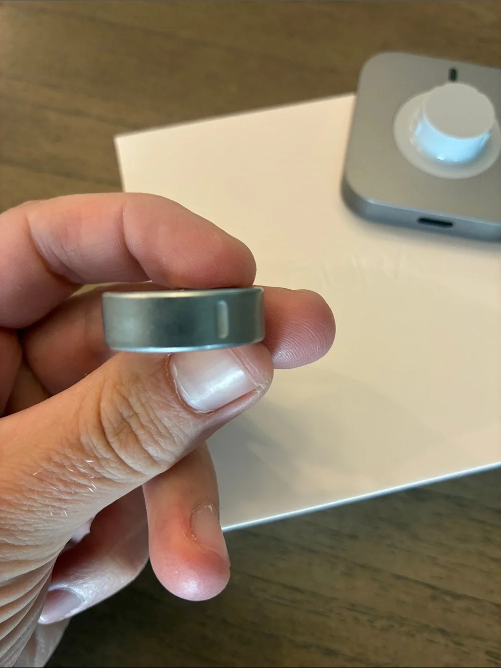 Oura 4 - Size 8 - Brushed Silver + Ring Charger + Charging Cord